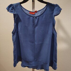 ELLE Women's Blue Short Sleeve Shirt Size Medium Polyester